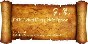 Földváry Nándor névjegykártya